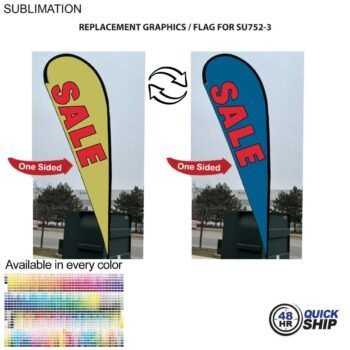 48HR Quick Ship Replacement Flag 48 Hr Quick Ship - Replacement Flag for 13.5' Large Tear Drop Flag Kit, Full Color Graphics One Side