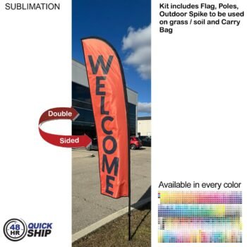 48Hr Quick Ship 10ft Small Feather Flag Kit Quick Ship 10ft Small Feather Flag Kit 48 Hr Quick Ship - 10' Small Feather Flag Kit, Full Color Graphics Double Sided, Spike and Bag