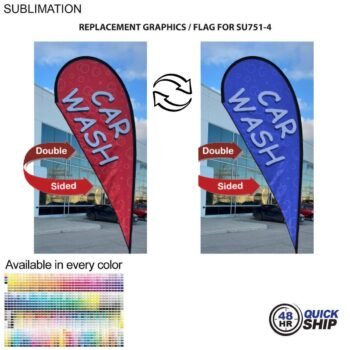 48Hr Quick Ship Replacement Flag 48Hr Quick Ship Replacement Flag for 12' Medium Tear Drop Flag Kit, Full Color Graphics Double Sided