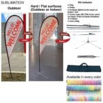 9-foot Small Tear Drop Flag Kit, Full Color Graphics Double Sided, Outdoor Spike base, Indoor Cross Base F1E8B2A132349249E4F1B7EF2D380388