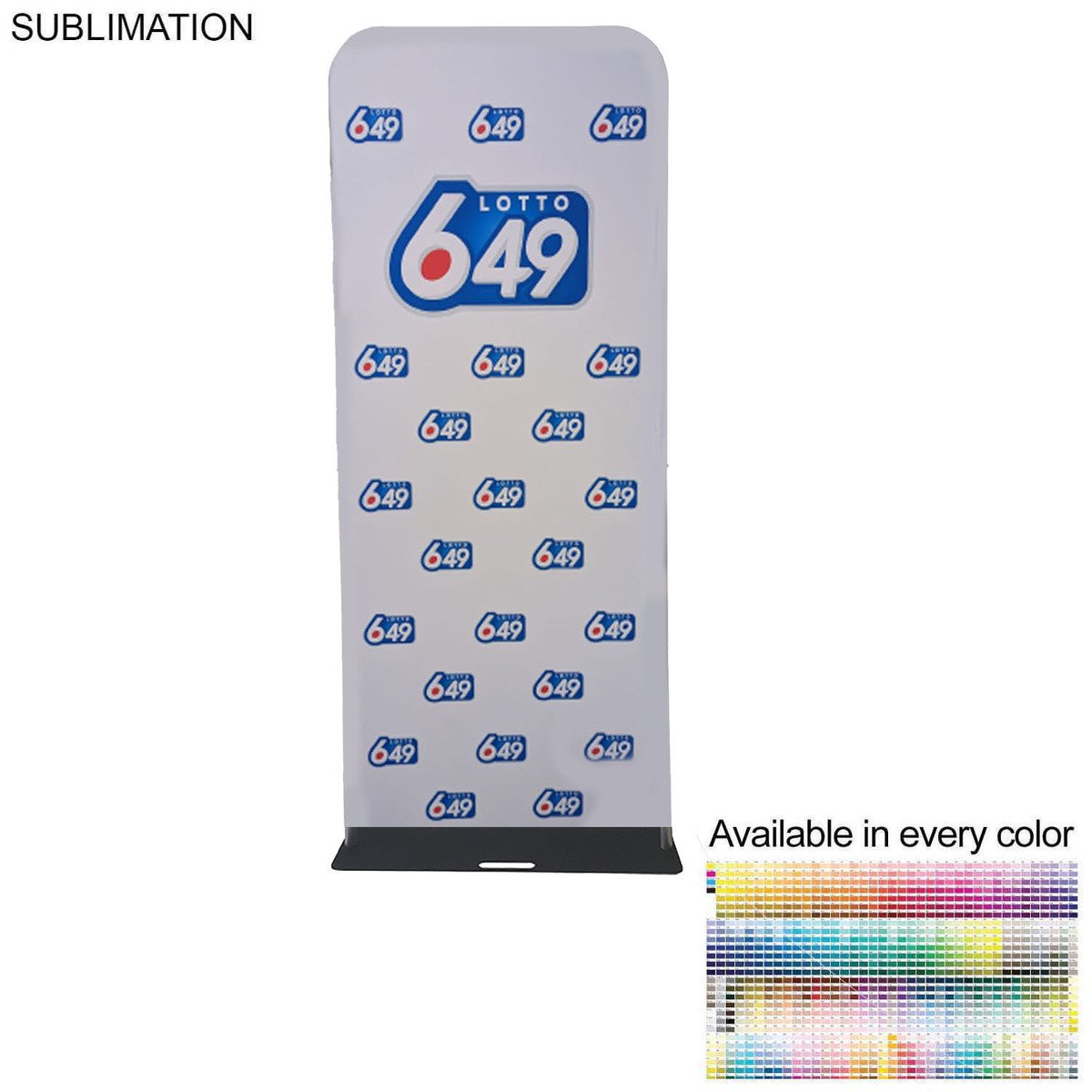 SU736 3'W x 90"H EuroFit Tension Fabric Banner with Steel Base, Graphics Double Sided, EuroFit Tension Fabric Banner