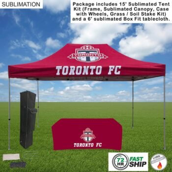 72Hr Fast Ship - Event Package, 15' Tent Kit and 6' Sublimated Box Fit Tablecloth