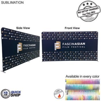 48Hr Quick Ship - 15'W x 8'H EuroFit Tension Fabric Straight Wall Display Kit, Double Sided Graphics
