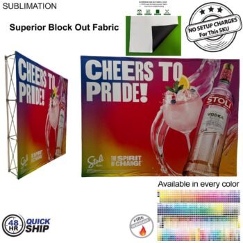 48 Hr Quick Ship - 10' Straight Wall Full Height Fabric Pop-up Display, Superior Block Out Fabric