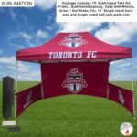 Full Tent Package, 15' Sublimated Tent kit, 15' backwall and 2 Single sided half sidewalls Full Tent Package, 15′ Sublimated Tent kit, 15′ backwall and 2 Single sided half sidewalls
